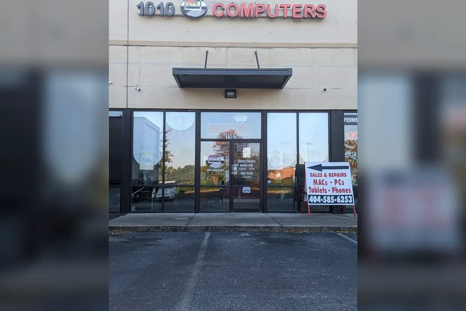 Authentic 1010Computers storefront at 1107 McDonough Place